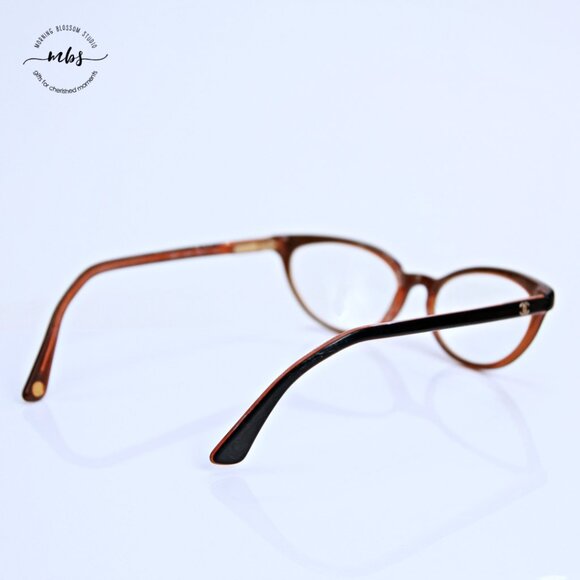 Chanel Cat Eye Vintage Eyeglasses Frame Black Brown Gold 50-17-140 - Picture 6 of 13